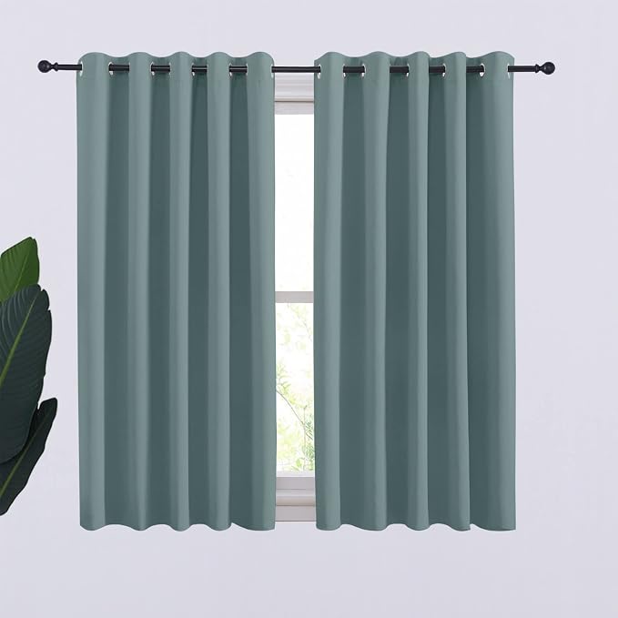 NICETOWN Thermal Insulated Greyish Blue Curtains Blackout Draperies, Window by NICETOWN