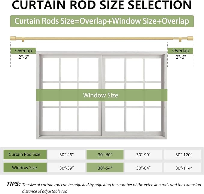 5/8” Diameter Curtain Rods 30-60 Inch, - Image 3