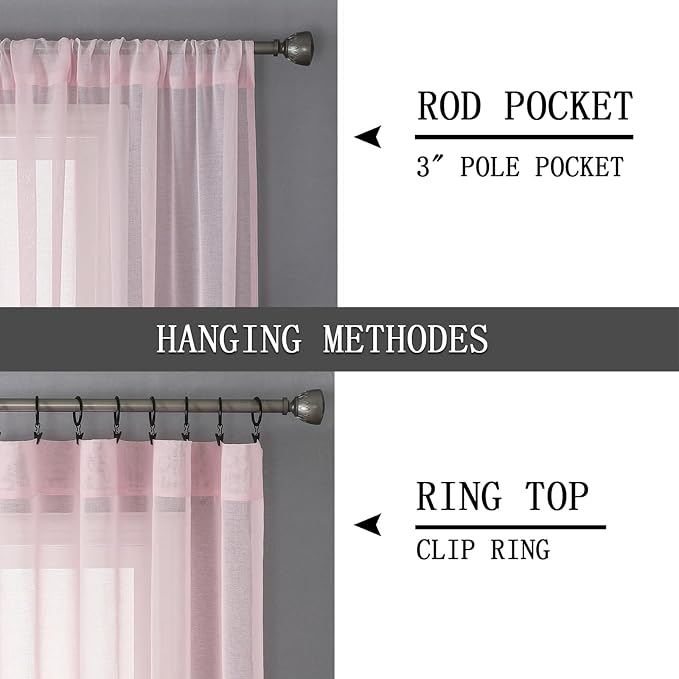 Tollpiz Sheer Tier Curtains Kitchen Linen Textured Half Curtain Sheers Light - Image 5