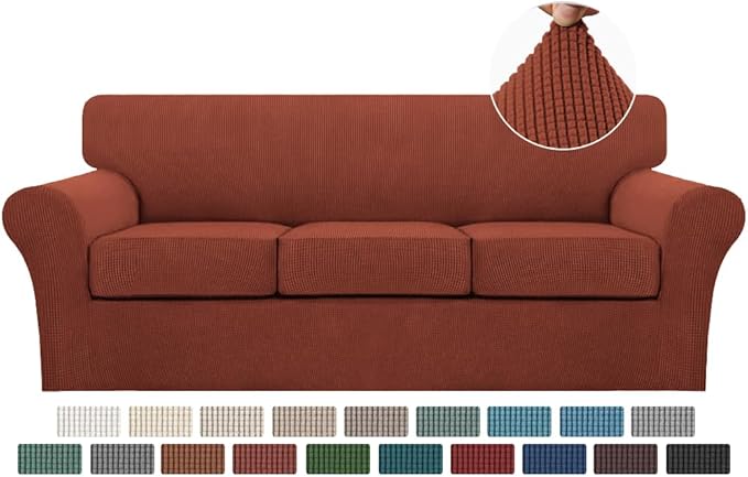 Turquoize 4 Piece Sofa Covers for 3 Cushion Couch Sofa Slipcover Soft Couch by Turquoize