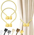 Hion Magnetic Curtain Tiebacks Golden 2pcs, Curtain Tiebacks Buckles Holdbacks by Hion