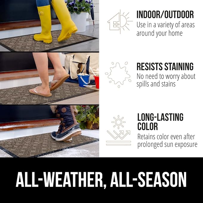 GORILLA GRIP 100% Waterproof All-Season WeatherMAX Doormat, US Designed Natural - Image 3