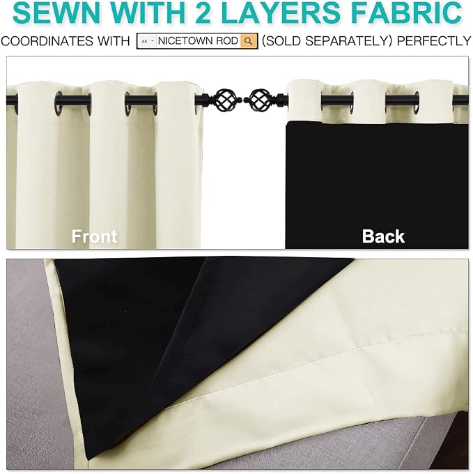 NICETOWN Room Warming Curtains, Bedroom Full Blackout Panels, Super Thick - Image 4