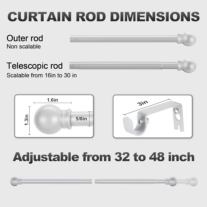 Silver Curtain Rods for Windows - Image 3