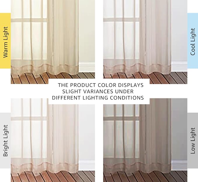 NICETOWN Voile Taupe Sheer Curtains 84 Inches Long, Grommet Airy & Lightweight - Image 3
