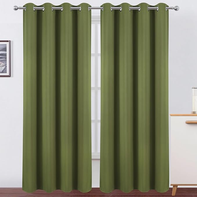 LEMOMO Blackout Curtains 52 x 120 Inch Long Olive Green Curtains Set of 2 by Lemomo