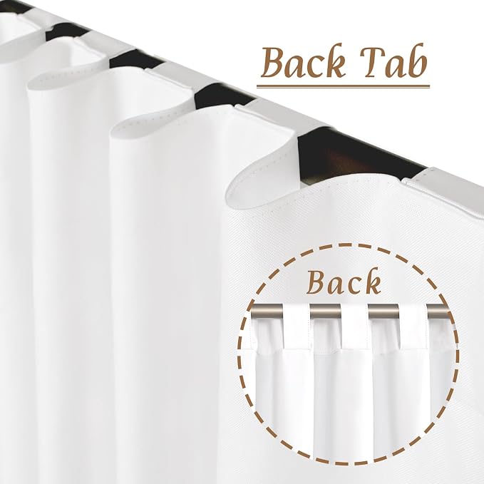 100% White Blackout Curtains for Bedroom, 63 Inches Polyester Textured Thermal - Image 6