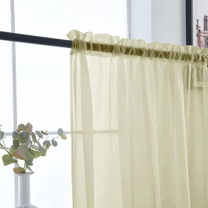 SpaceDresser Basic Rod Pocket Sheer Voile Window Curtain Panels Sage Green 1 - Image 7