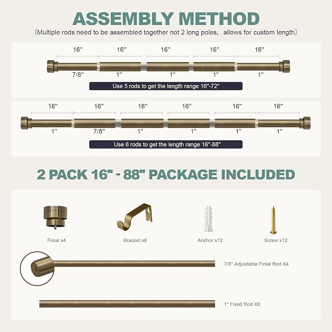 Lootkell 2 Pack Bronze Curtain Rods - Image 9
