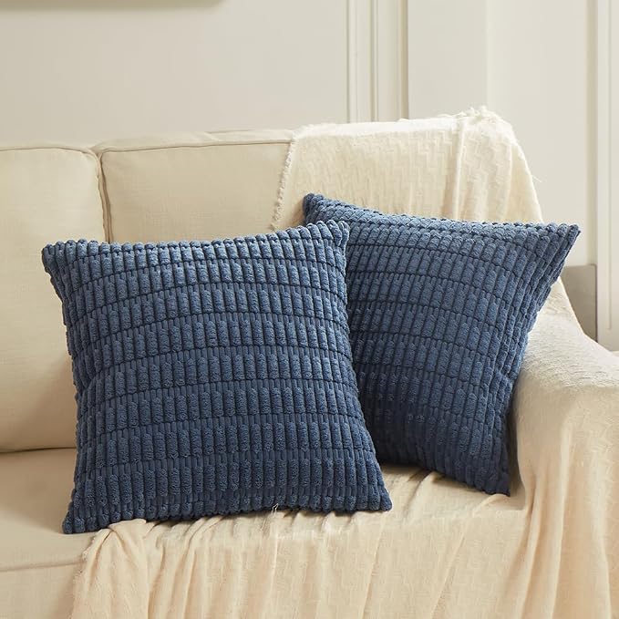 Fancy Homi 4 Packs Dusty Blue Decorative Throw Pillow Covers 24x24 Inch - Image 6