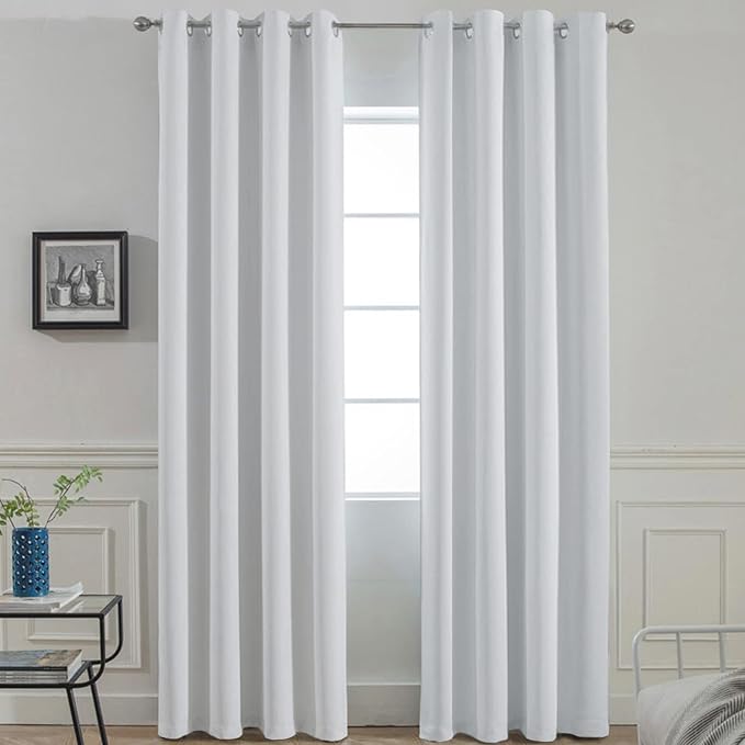 Yakamok Greyish White Curtains for Bedroom, Grommet Thermal Insulated Room - Image 2