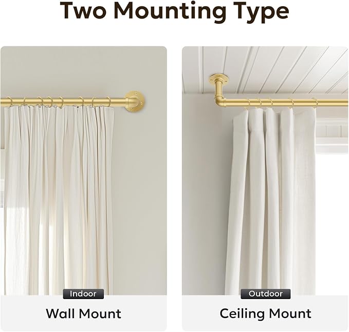 Zeerobee Curtain Rods for Windows 144 to 168, 1 Inch Industrial Wrap Around - Image 5