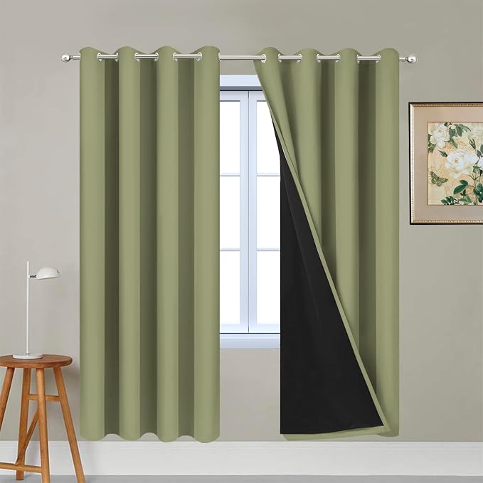 Yakamok 100% Blackout Curtains Energy Saving Thermal Insulated 2 Thick Layers by Yakamok