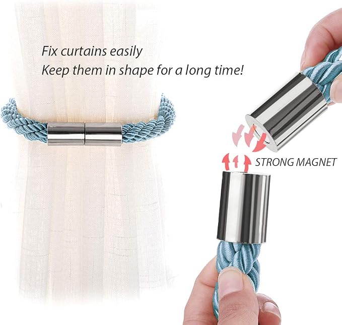 NICEEC 4 Pack Strong Magnetic Curtain Tiebacks Modern Simple Style Drape Tie - Image 4