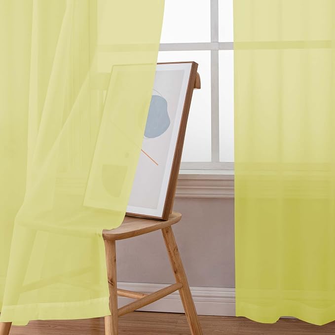 Simplebrand Rod Pocket Top Solid Voile Sheer Curtains - Image 6