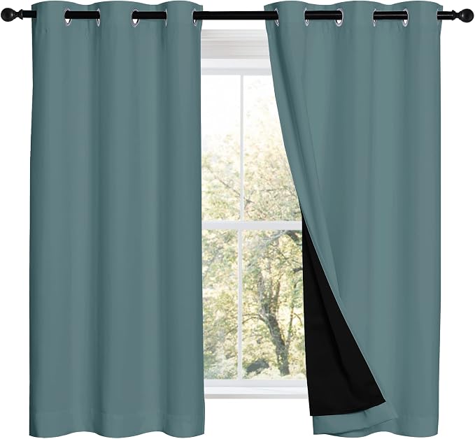 NICETOWN 100% Blackout Curtains 54 inches Long, Double-Deck Completely Blackout - Image 2