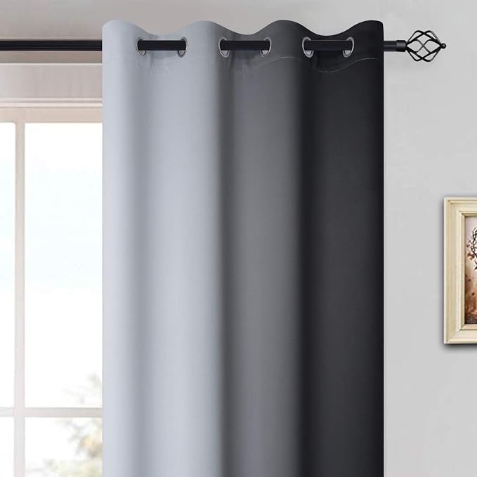 Yakamok Light Blocking Ombre Curtains, Room Darkening Grommet Window Drapes - Image 3