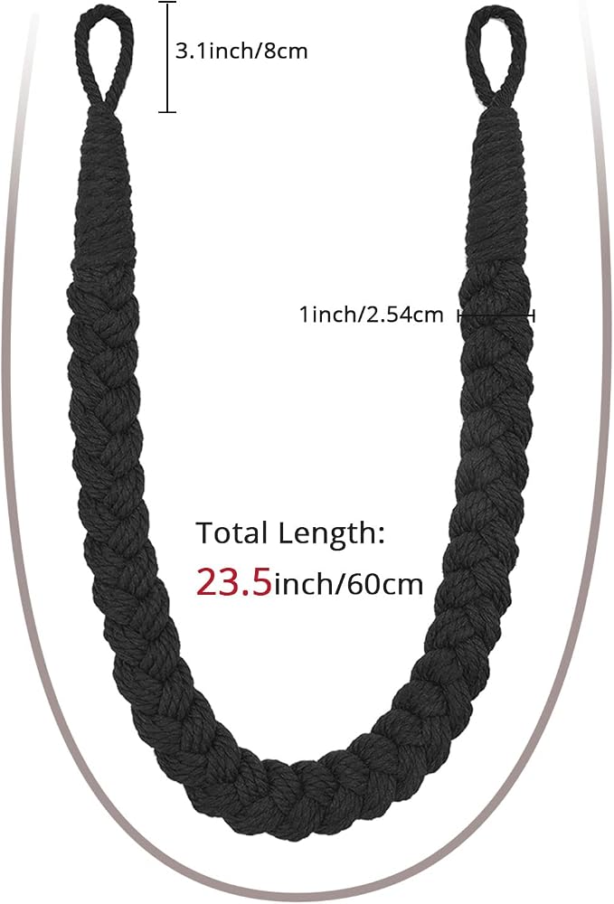 NICEEC 4 Pack Natural Cotton Rope Curtain Tiebacks Elegant Boho Style - Image 3