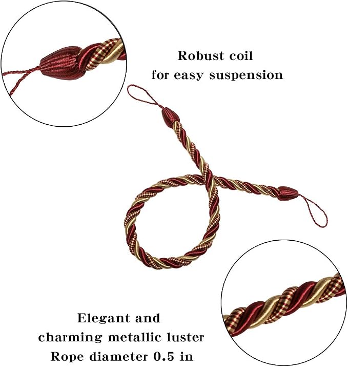 BEL AVENIR Curtain Ropes Tiebacks Tie-Backs, Curtain Handmade Holdbacks - Image 2