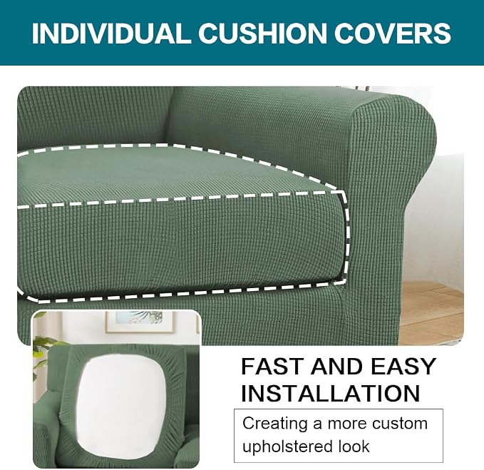 Turquoize 2 Piece Chair Covers Armchair Slipcovers - Image 5