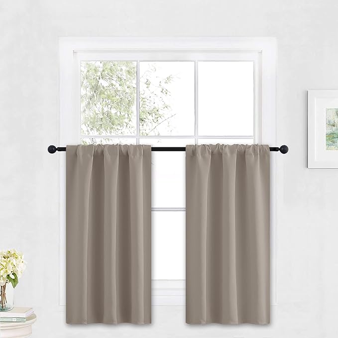 RYB HOME Blackout Cafe Curtains 30 inch Length, Short Light UV Heat Blocking by RYBHOME