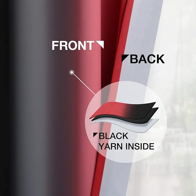 Yakamok Blackout Ombre Red and Black Curtains - Image 5