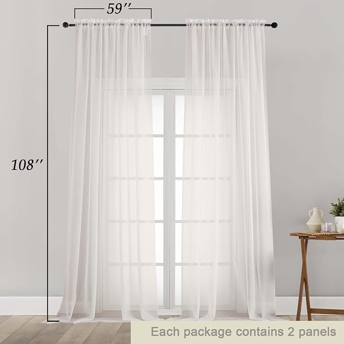 Extra Long Sheer Ivory Curtains - Image 5