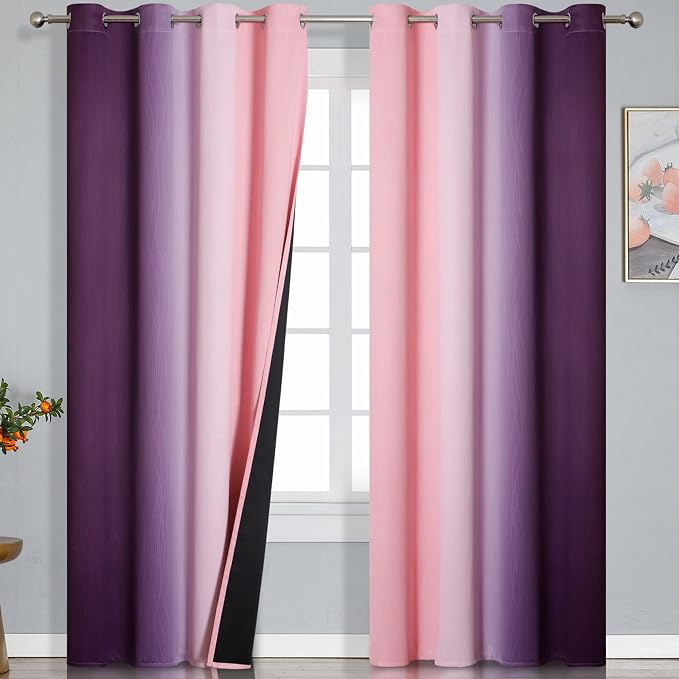 Estelar Textiler Pink and Purple Ombre Blackout Curtains 90 Inches Long 2 by ESTELARTEXTILER
