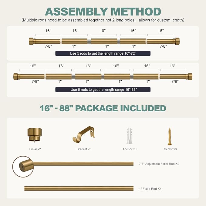 Lootkell Warm Gold Curtain Rods - Image 9