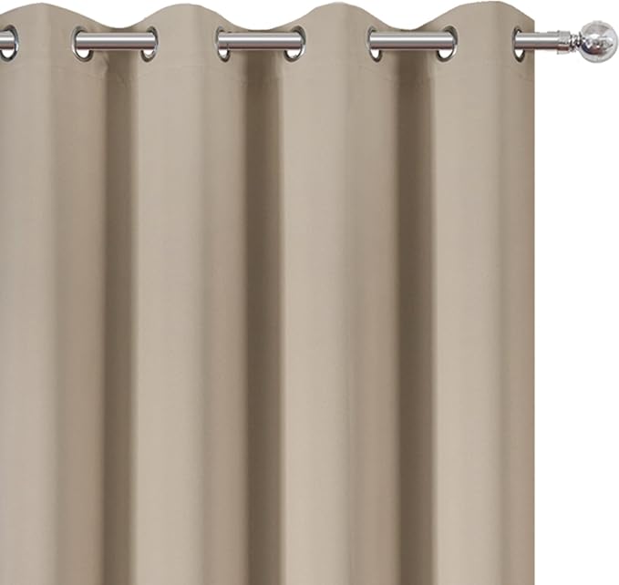 LEMOMO Blackout Curtains 66 x 95 inch/Khaki Curtains Set of 2 Panels/Thermal - Image 6