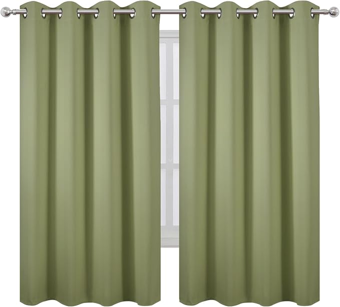 LEMOMO Sage Green Blackout Curtains 52 x 63 Inch Length/Set of 2 Curtain - Image 2