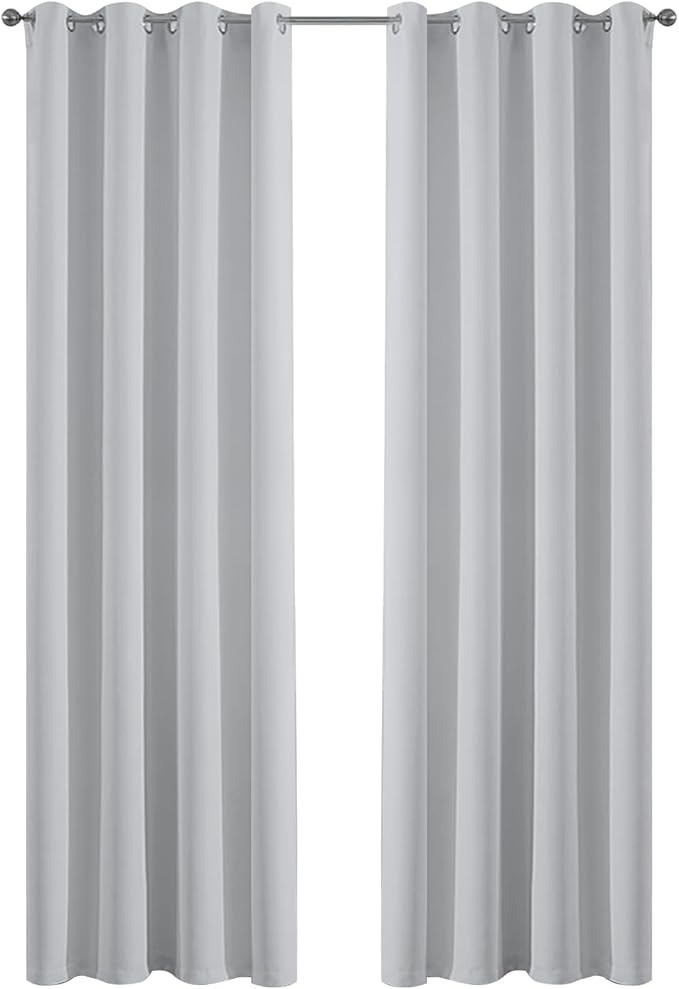 Yakamok Greyish White Curtains for Bedroom, Grommet Thermal Insulated Room by Yakamok