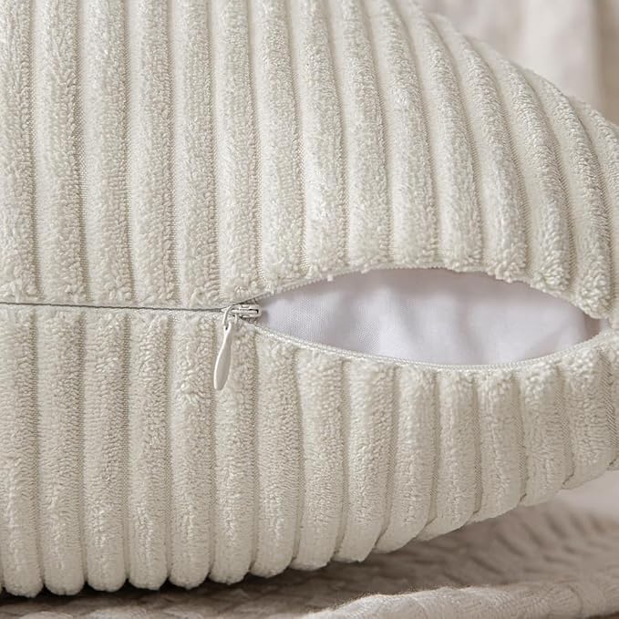 MIULEE Beige Decorative Throw Pillow Covers 22x22 Inch - Image 3