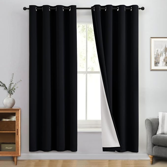 Yakamok 100% Blackout Curtain Panels 72 inches Cold and Light Blocking Drapes by Yakamok