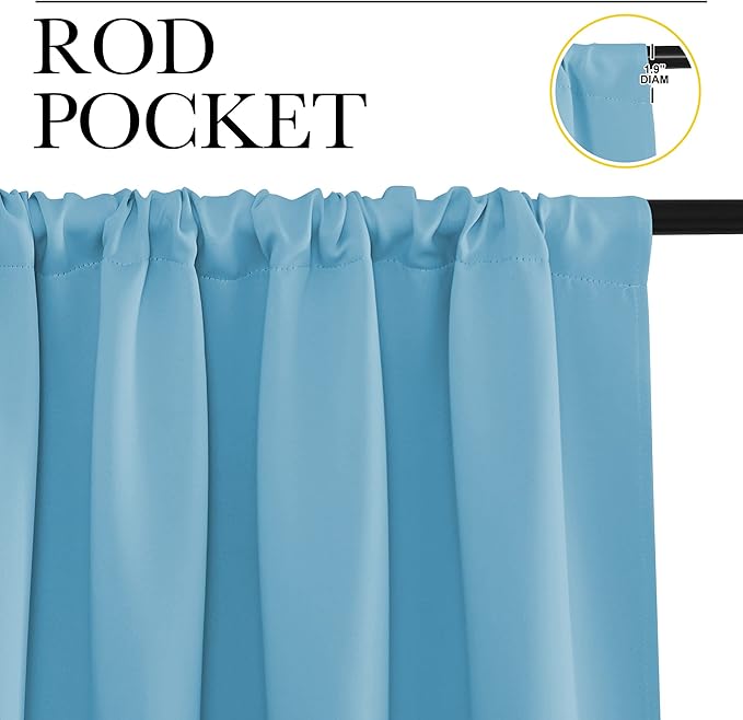 NICETOWN Kitchen Curtains, Teal Blue, Short Blackout Curtains & Drapes - Image 2
