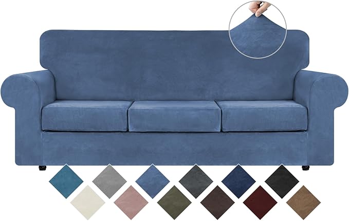 WEERRW Velvet Plush Fabric 4 Pieces Sofa Covers by WEERRW