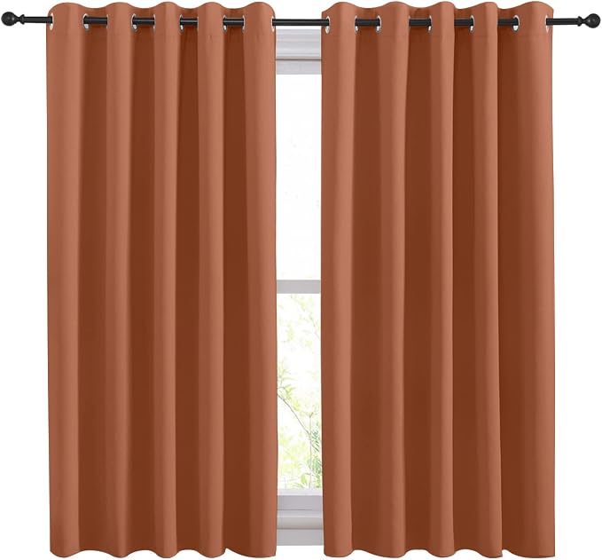NICETOWN Thermal Insulated Burnt Orange Curtains Blackout Draperies, Window - Image 2