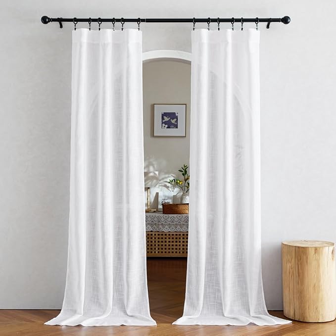 NICETOWN White Doorway Curtains 80 inches Long, Rod Pocket & Back Tab Semi - Image 2
