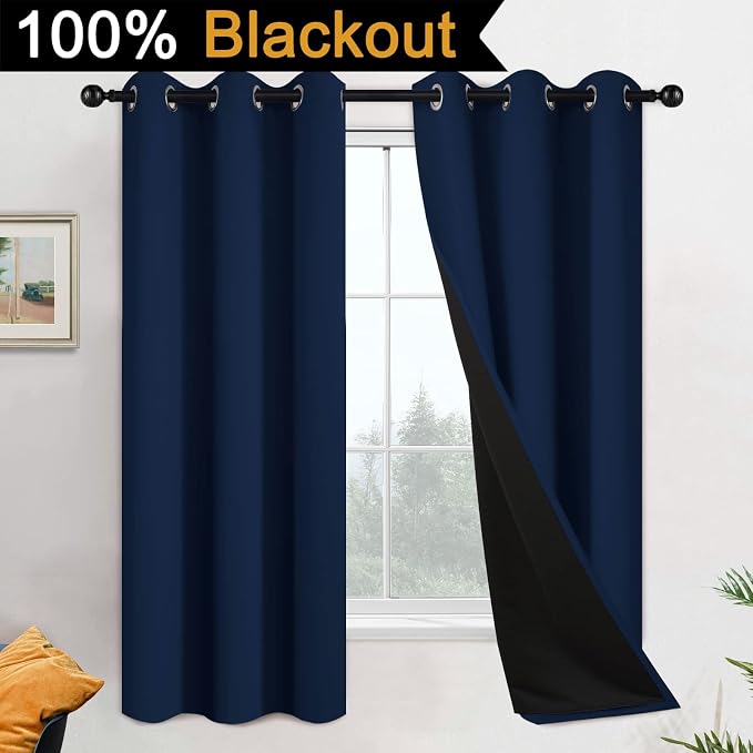 Yakamok 100% Blackout Lined Pair Curtains - Image 2