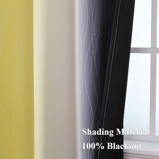 Estelar Textiler Black and Yellow Ombre Blackout Curtains 45 Inches Long - Image 5