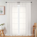 Ivory Sheer Curtains for Bedroom Living Room 90 Inches Long 2 Panels Set by WelvetBLK