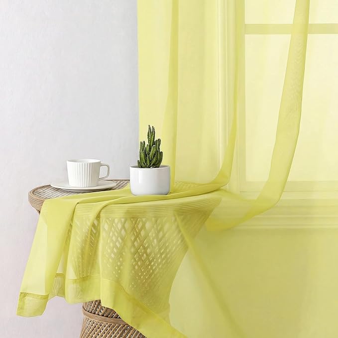 Aiyufeng Lemon Sheer Curtains 63 Inch Length 2 Panels Set - Image 6