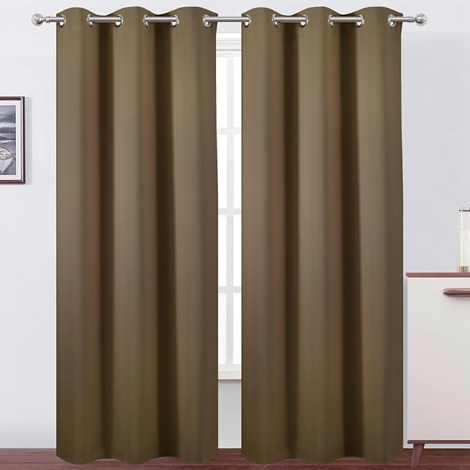LEMOMO Brown Thermal Blackout Curtains/42 x 95 Inch/Set of 2 Panels Room by Lemomo