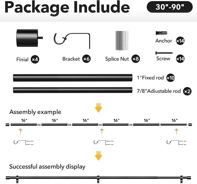 IFELS 2 Pack Heavy Duty Curtain Rods - Image 7