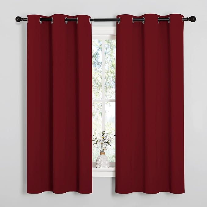 NICETOWN Burgundy Red Blackout Curtains 48 inches Length by NICETOWN