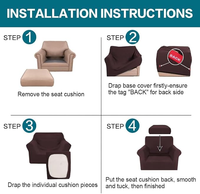 Turquoize 2 Piece Chair Covers Chair Slipcovers - Image 6