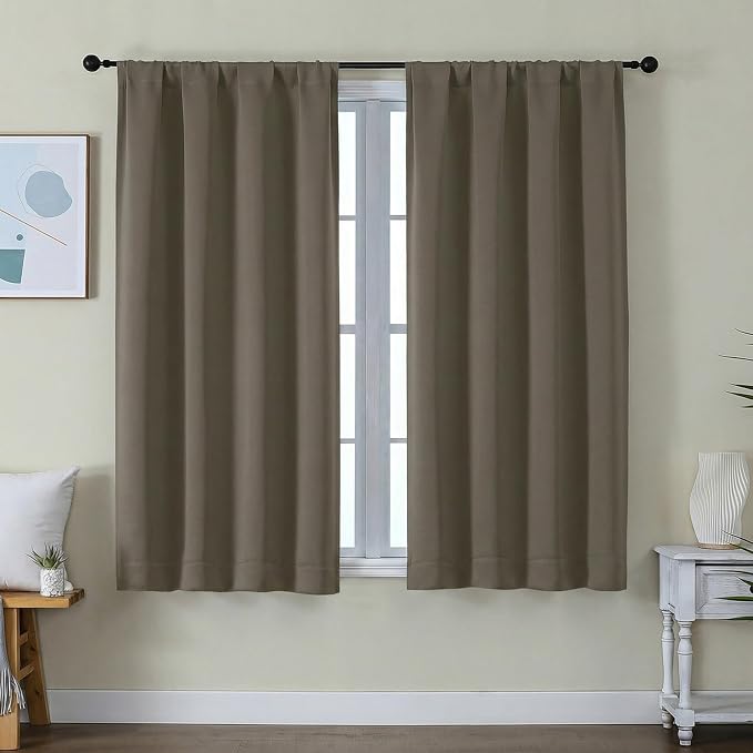 Simplebrand Ava Latte Short Blackout Curtains by Simplebrand