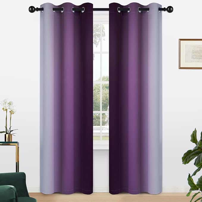 Yakamok Light Blocking Ombre Curtains, Room Darkening Grommet Window Drapes - Image 2