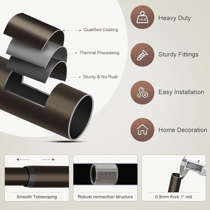 Lootkell Modern Brown Curtain Rods - Image 7