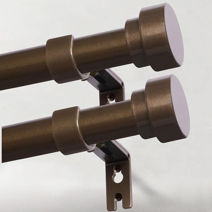 IFELS Heavy Duty Curtain Rods for Windows 48 to 84 Inch, 1 Inch Bronze Curtain by IFELS